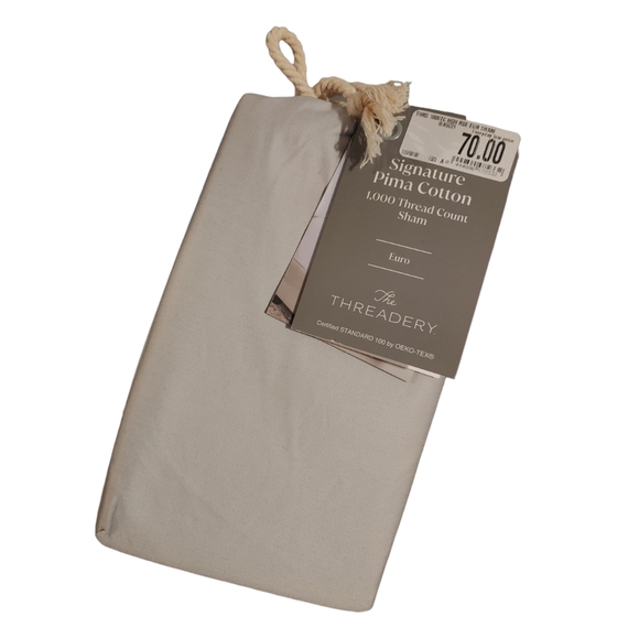 Euro Sham, 100% Pima Cotton 1000 thread count, Gray, NWT - Picture 5 of 6